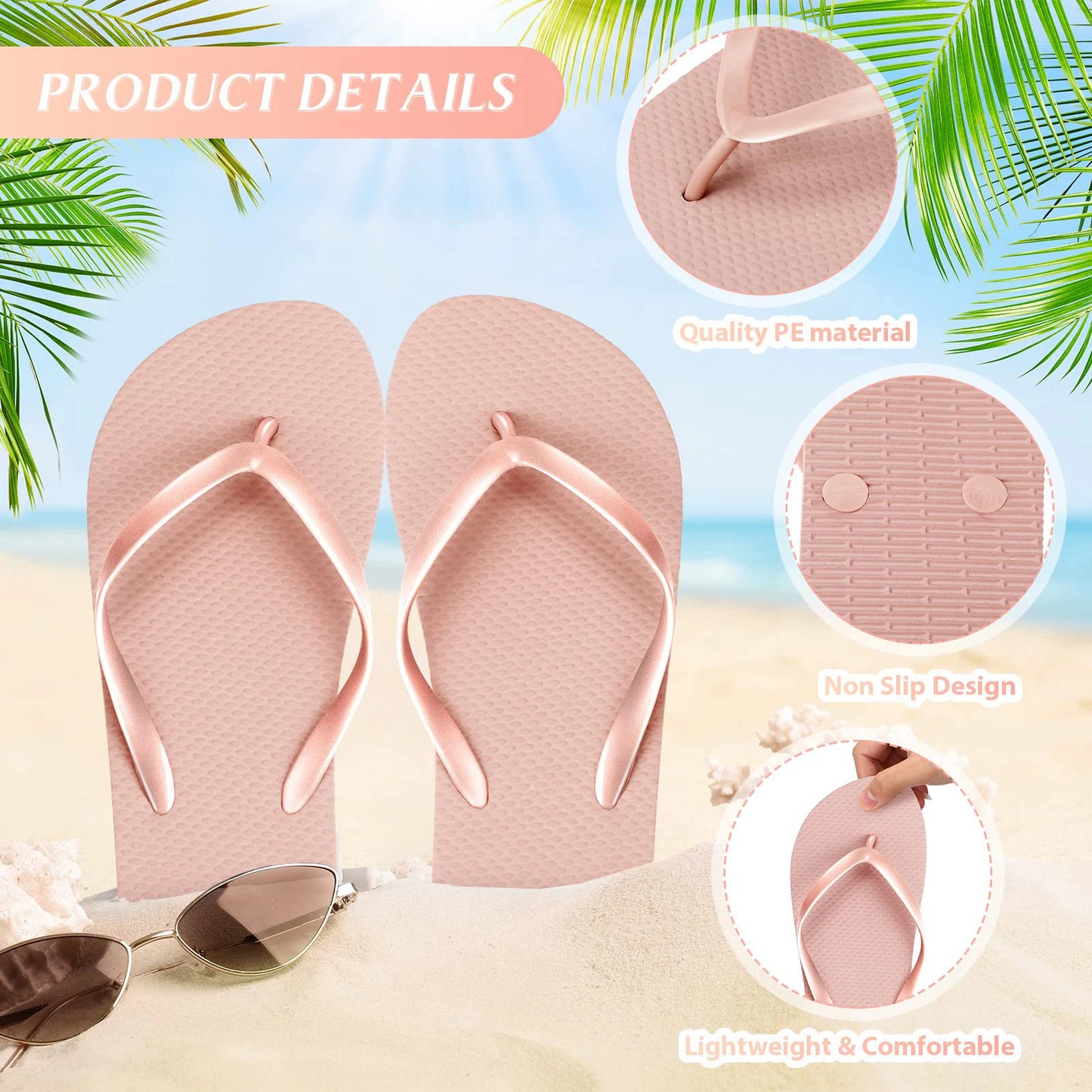 Wedding Flip Flops for Guests Beach Wedding Gifts (6-120 Pairs)