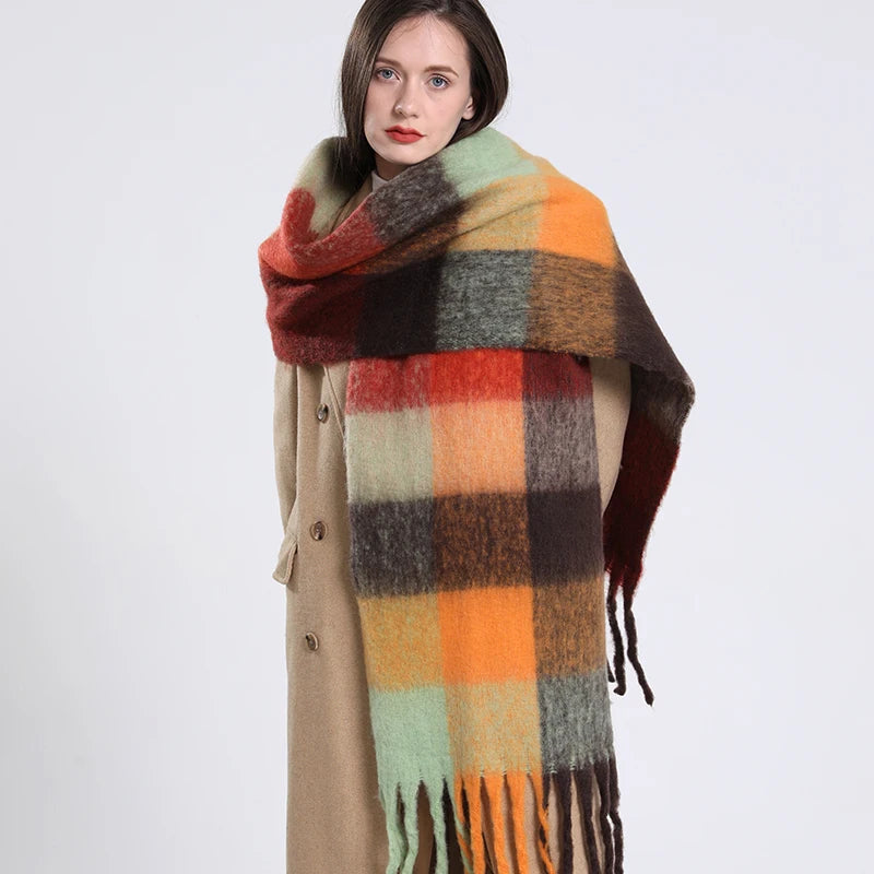 Plaid Cashmere 240*55 CM Long Thick Scarf