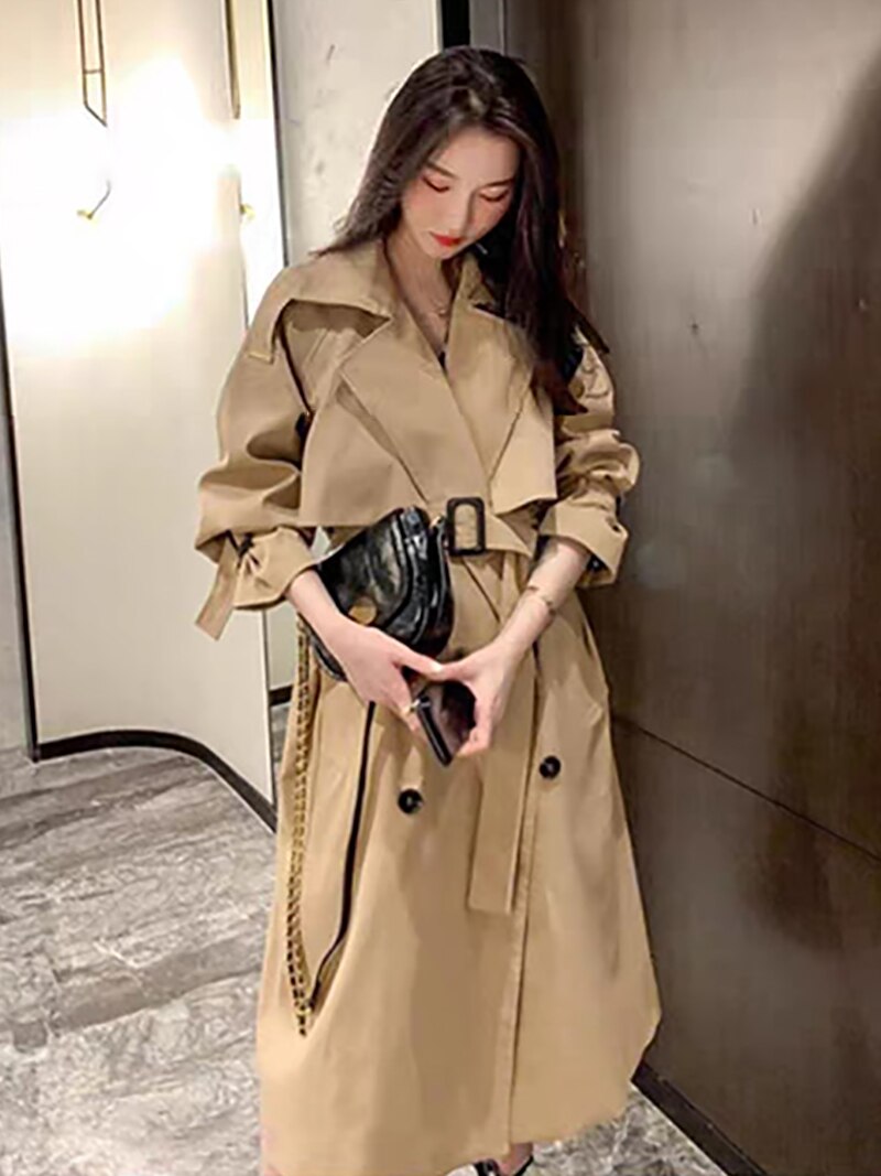 Double Breasted Trench Coat with Belt Korean Style