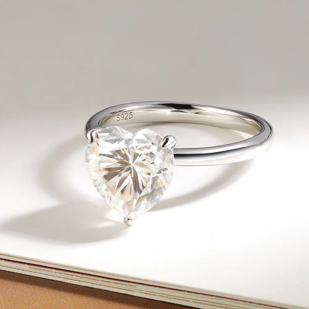 Heart Cut Moissanite Solitaire Ring GRA Certified - Valentine's Gift For Girlfriend