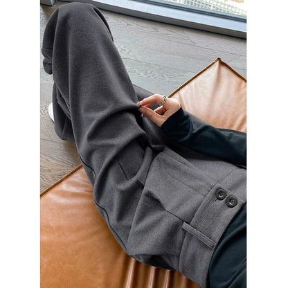 Autumn Winter Woolen ٍSuit Pants Wide Leg Trousers