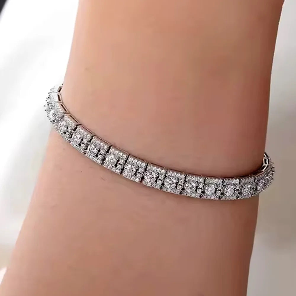 18K White Gold Plated Moissanite Tennis Bracelet - Anniversary Gift For Her