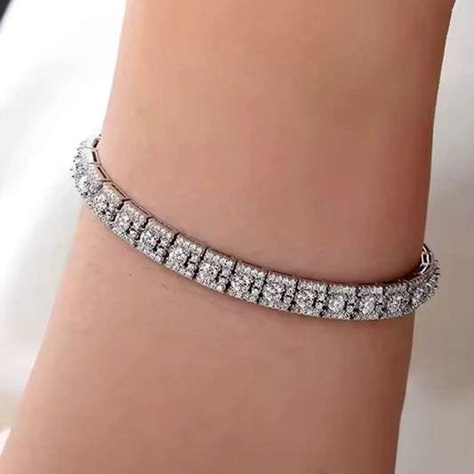 18K White Gold Plated Moissanite Tennis Bracelet - Anniversary Gift For Her