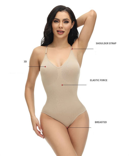 V Neckline Spaghetti Strap Shapewear Bodysuits