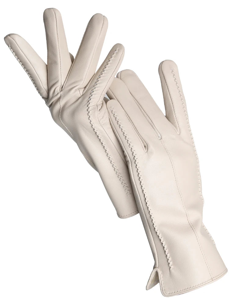 Women's Genuine Leather Touchscreen Lined Gloves