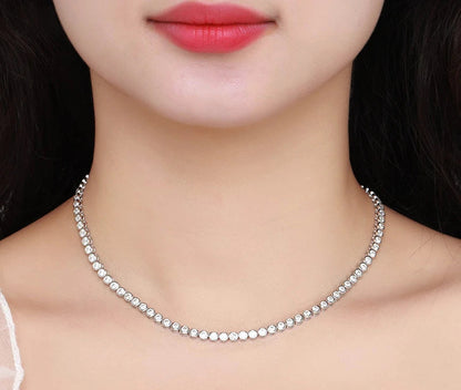 Round Cut Moissanite Tennis Necklace