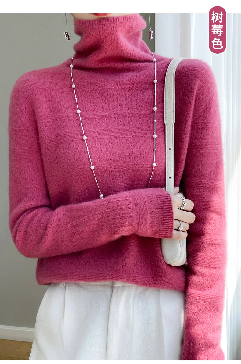 100% Merino Wool Warm Turtleneck Sweater