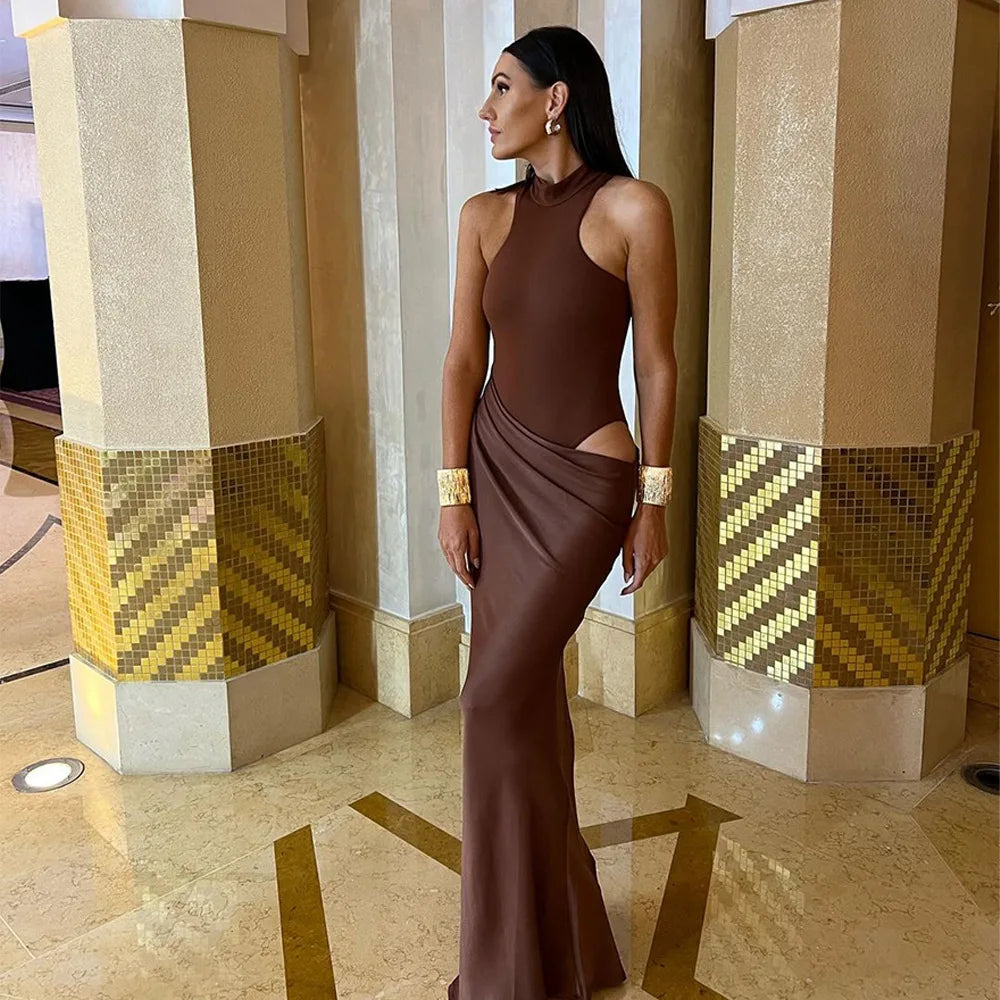 Sleeveless Cut-Out Floor-Length Dress