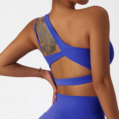 One Shoulder Cut-out Details Workout Top