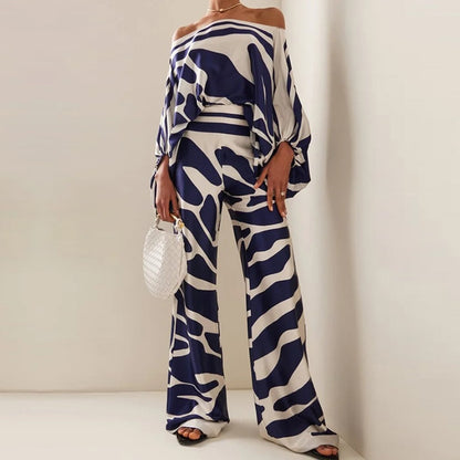 Off-Shoulder Top With Wide Leg Pants 2 Piece Set