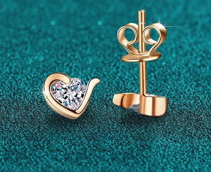 Heart Moissanite Stud Earrings - Teenage Girl Gift