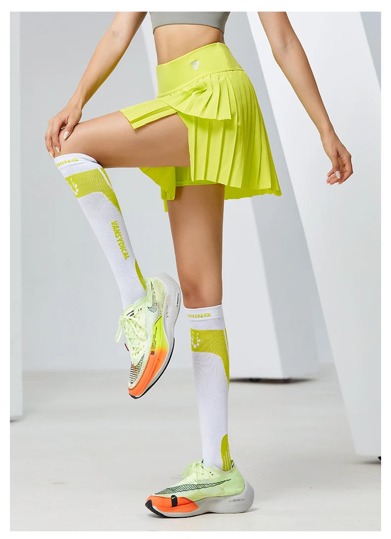 High Waist Double Layer Pleated Golf Tennis Skirt