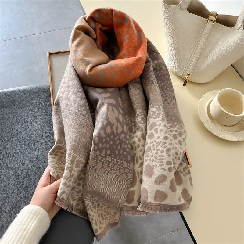 Luxury Cashmere Leopard Pashmina Scarf - Old Money Style Scarf