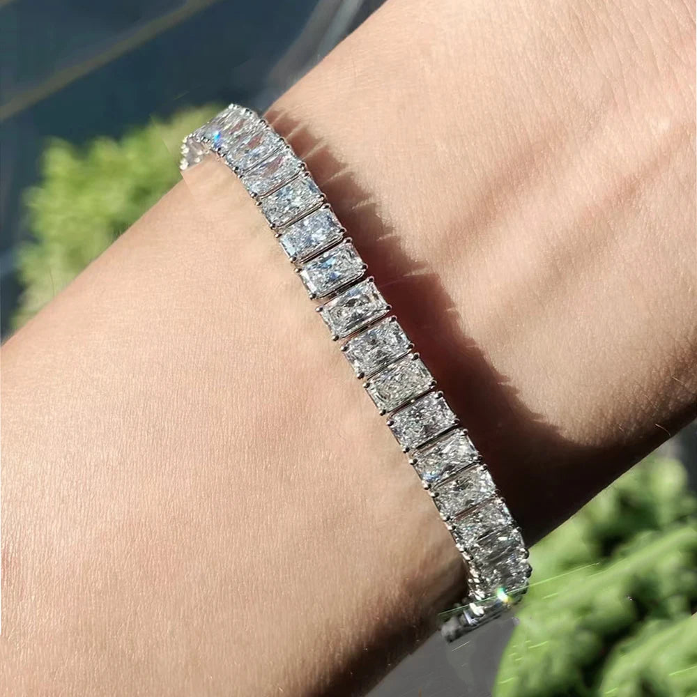 Radiant Cut Moissanite Tennis Bracelet - Anniversary Gift