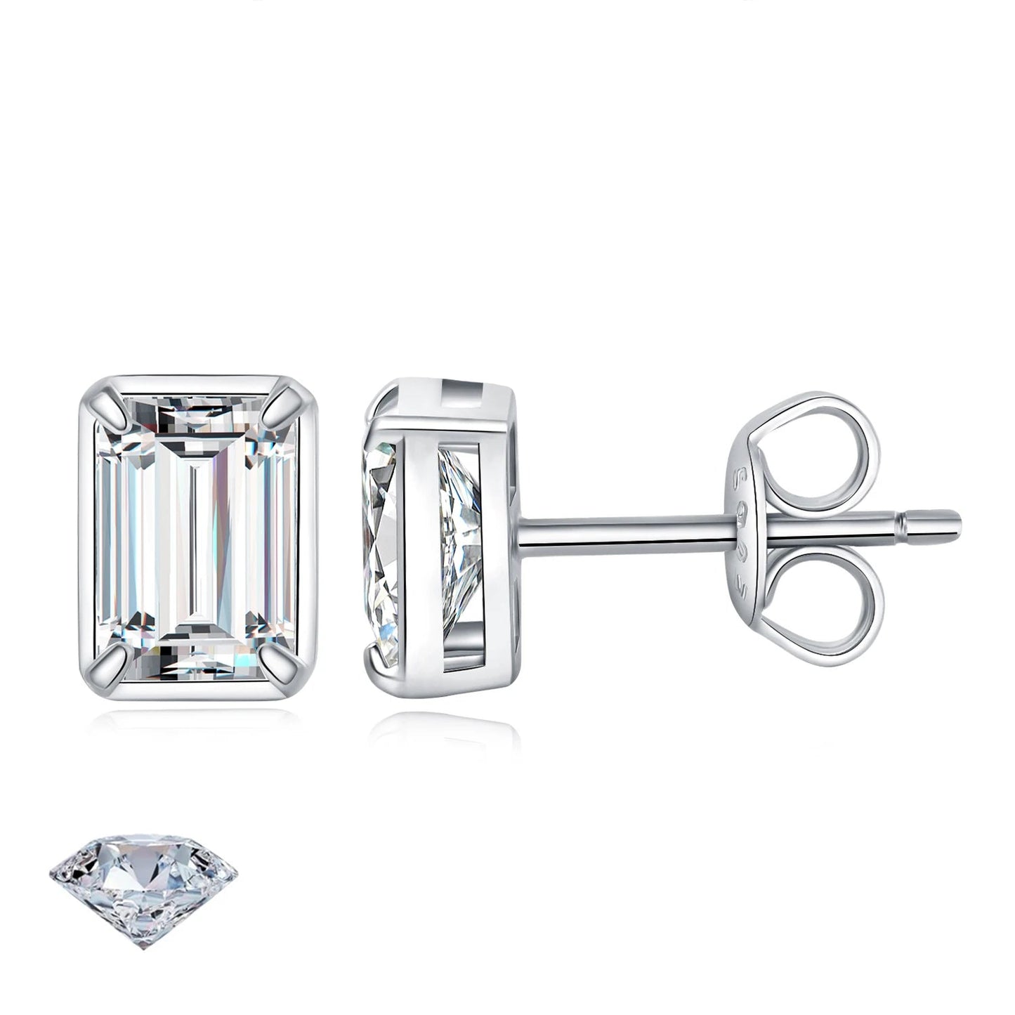 Emerald Cut 1.6 Carat Moissanite Stud Earrings – Luxury Gift for Her