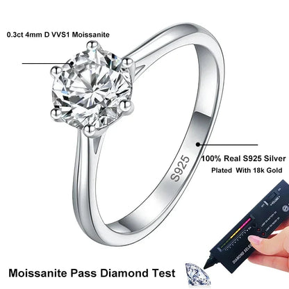 18K Gold Plated Moissanite Engagement Ring