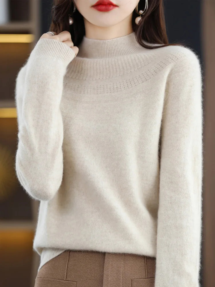 100% Merino Wool High Neckline Sweater