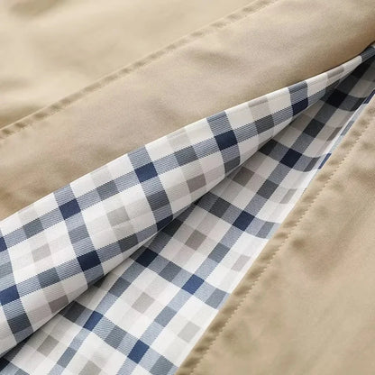Single-Breasted Plaid Details Trench Coat