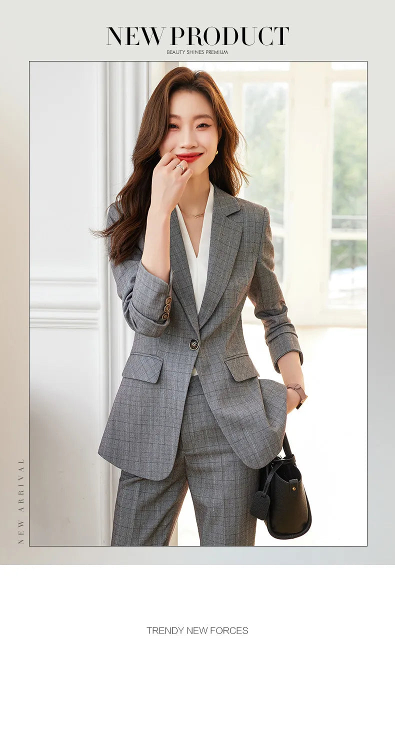 Single Button Formal Plaid Suit
