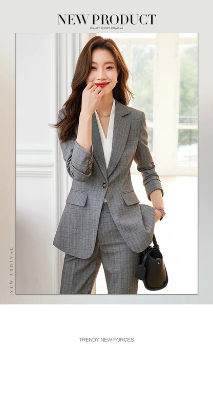 Single Button Formal Plaid Suit