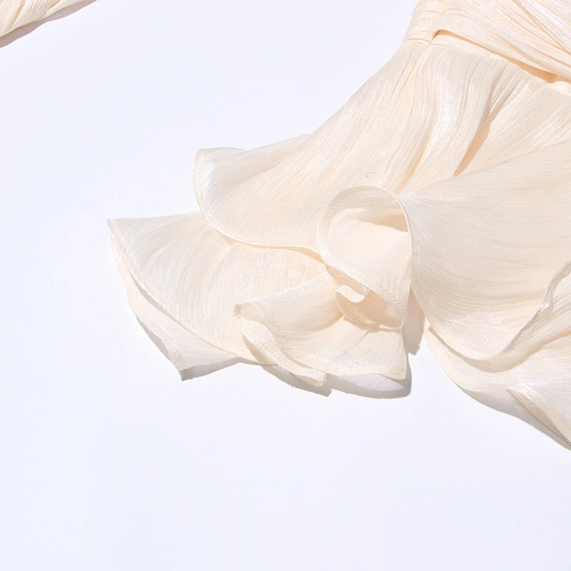 Long Sleeve Ruffle Details Mini Dress