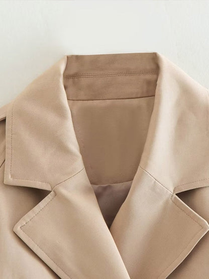 Cropped Loose Cut Trench Coat With Belt