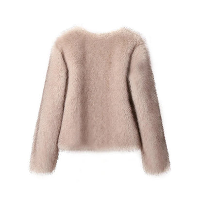 Gradient Fluffy Short Cropped Fur Coat