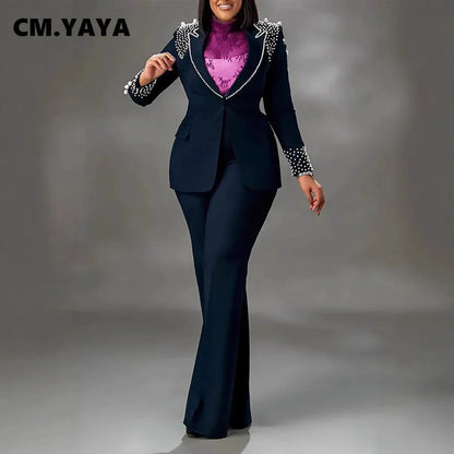 Women’s Pearl-Embellished Single-Button Suit