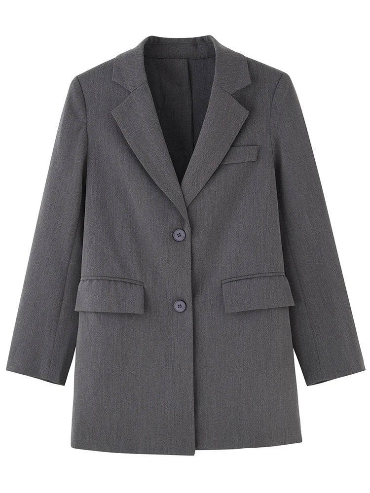 Women's Back Buttons Gray Blazer