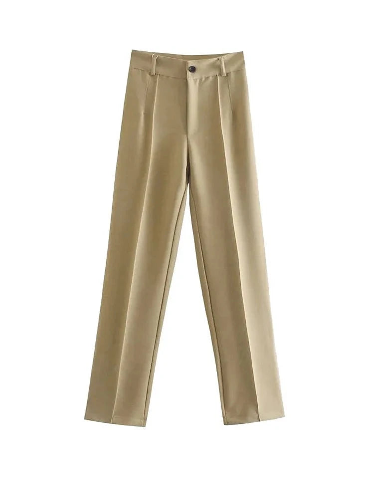 High Waist Straight Leg Tailored Trousers