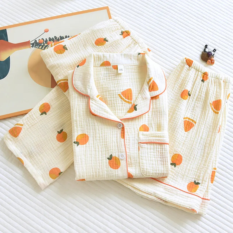 100% Cotton 3Pcs Short, Trousers, and Short Sleeve Set