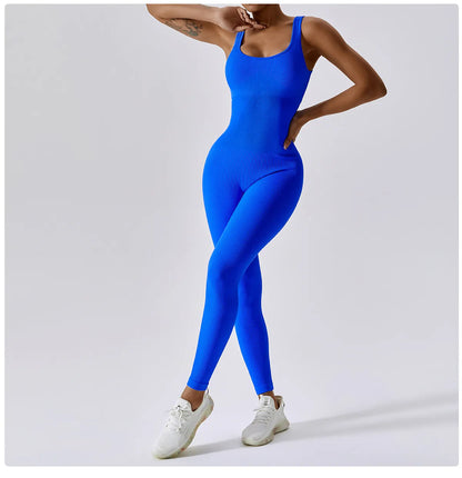 Seamless One-Piece U Neckline Skinny Leg Yoga Jumpsuit