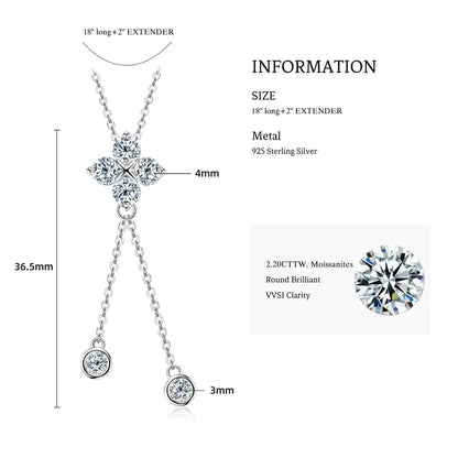 Four Leaf Clover Moissanite Tassel Necklace