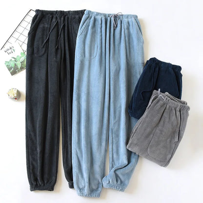 Autumn Winter Couples Pajama Bottoms - Flannel Men's and Women's Pajama Trousers