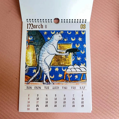 2026 Strange Medieval Cat Wall Calendar - Christmas Gift