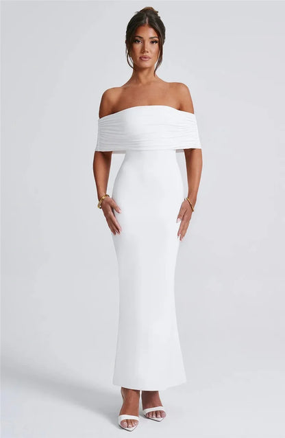 Off-Shoulder Back Cut-Out Long Dress