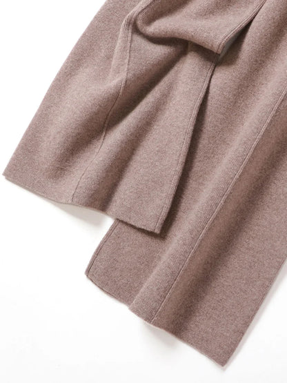 100% Merino Wool Knitted Wide-Leg Trousers