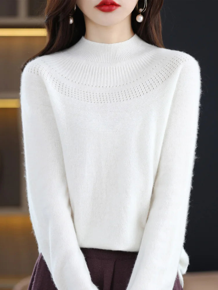 100% Merino Wool High Neckline Sweater