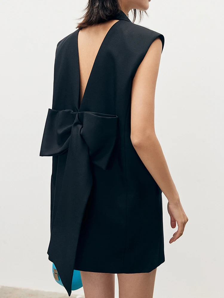 Sleeveless Back Bow Blazer Style Mini Dress