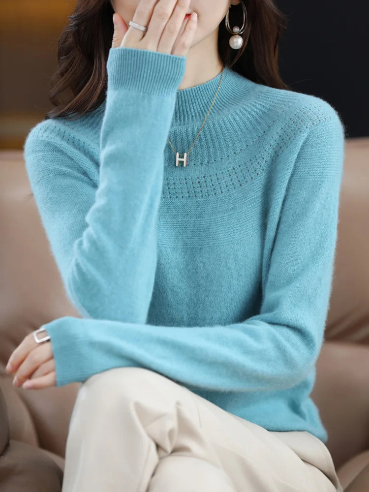 100% Merino Wool High Neckline Sweater