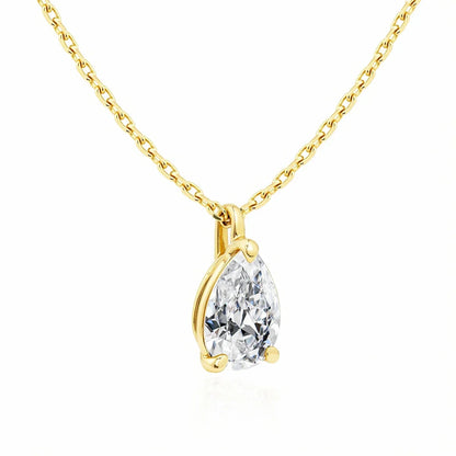 14K Gold Pendant 2CT Pear Cut Moissanite Necklace