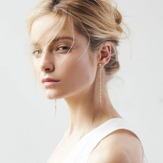 2 Carat Long Tassel Chain Moissanite Earrings