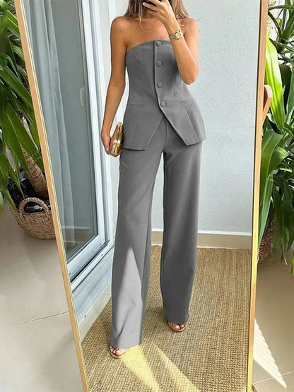 Strapless Blazer and Suit Trousers Suit