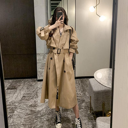 Double Breasted Trench Coat with Belt Korean Style