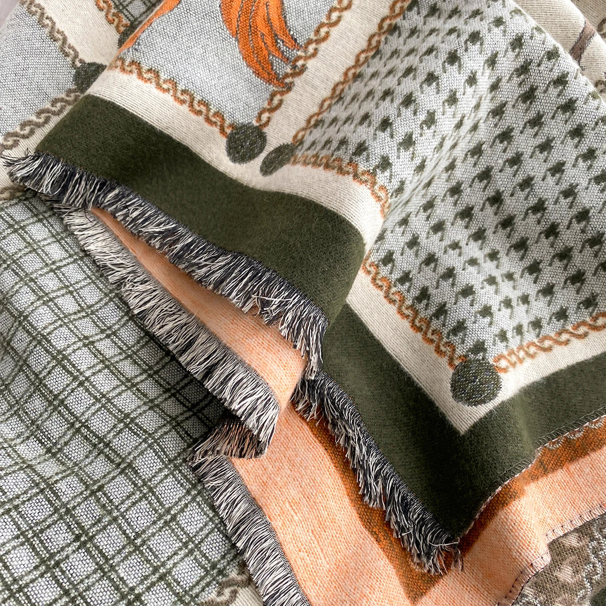 Double-Sided Horses Print Scarf