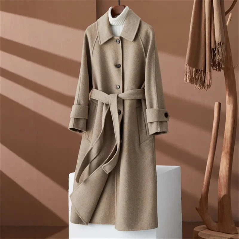 Women's 100% Wool Long Overcoat