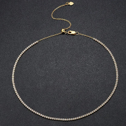 Moissanite Tennis Choker 18K Gold Pleated Necklace