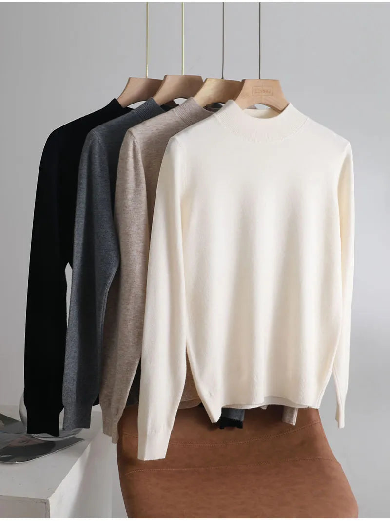 Basic Soft Solid Color Half Turtleneck Sweater