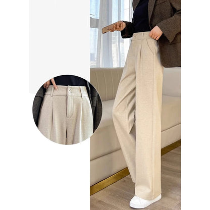 Autumn Winter Woolen ٍSuit Pants Wide Leg Trousers