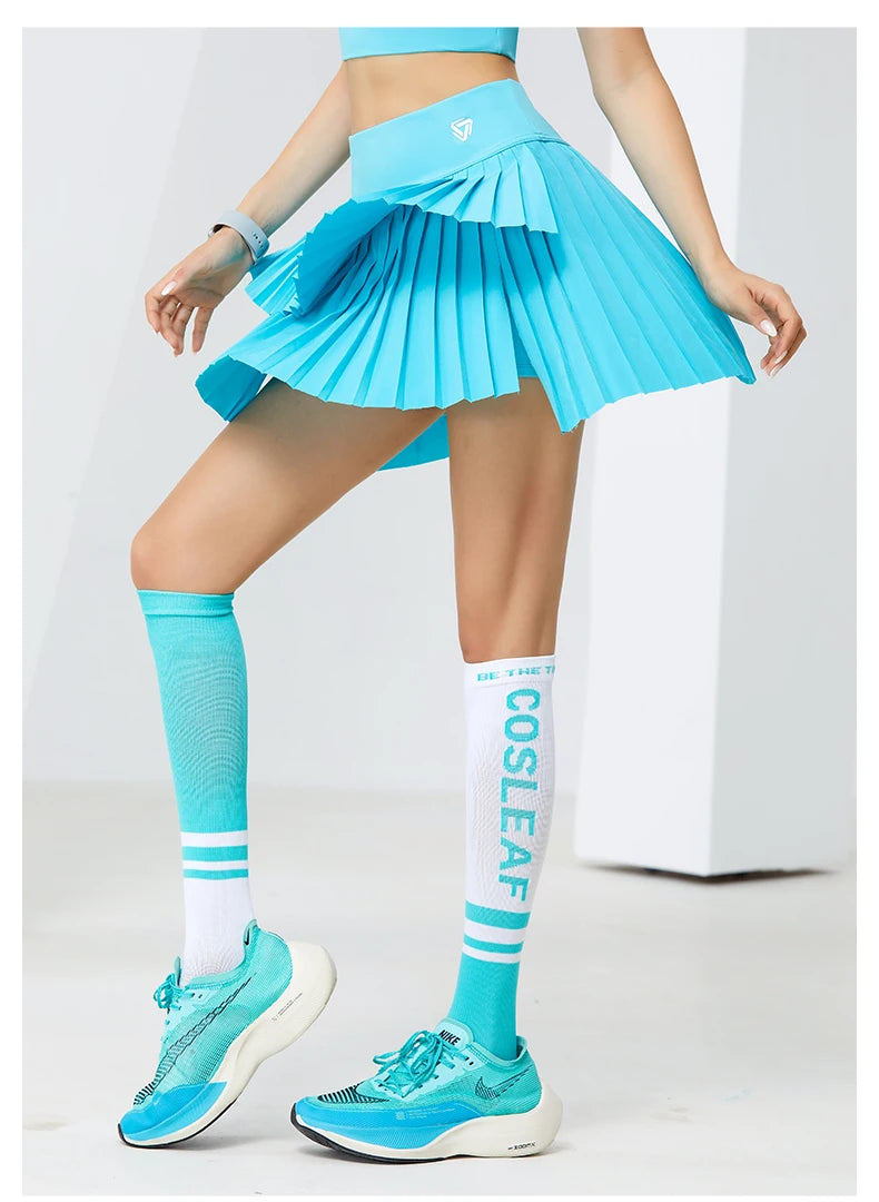 High Waist Double Layer Pleated Golf Tennis Skirt